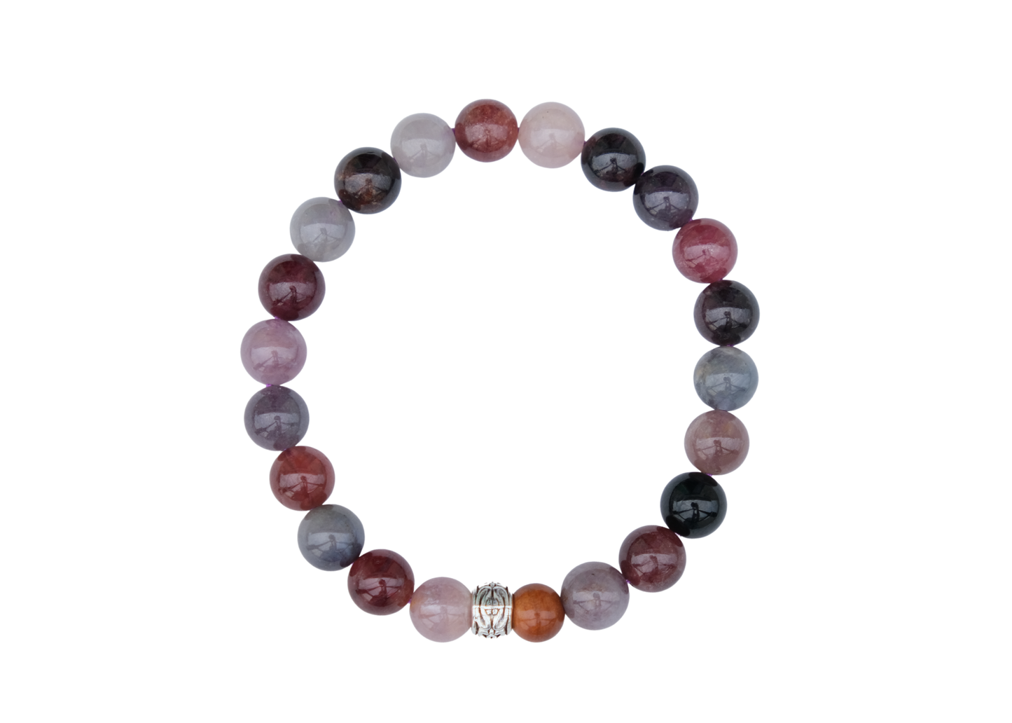 Multicolored beaded bracelet on a white background