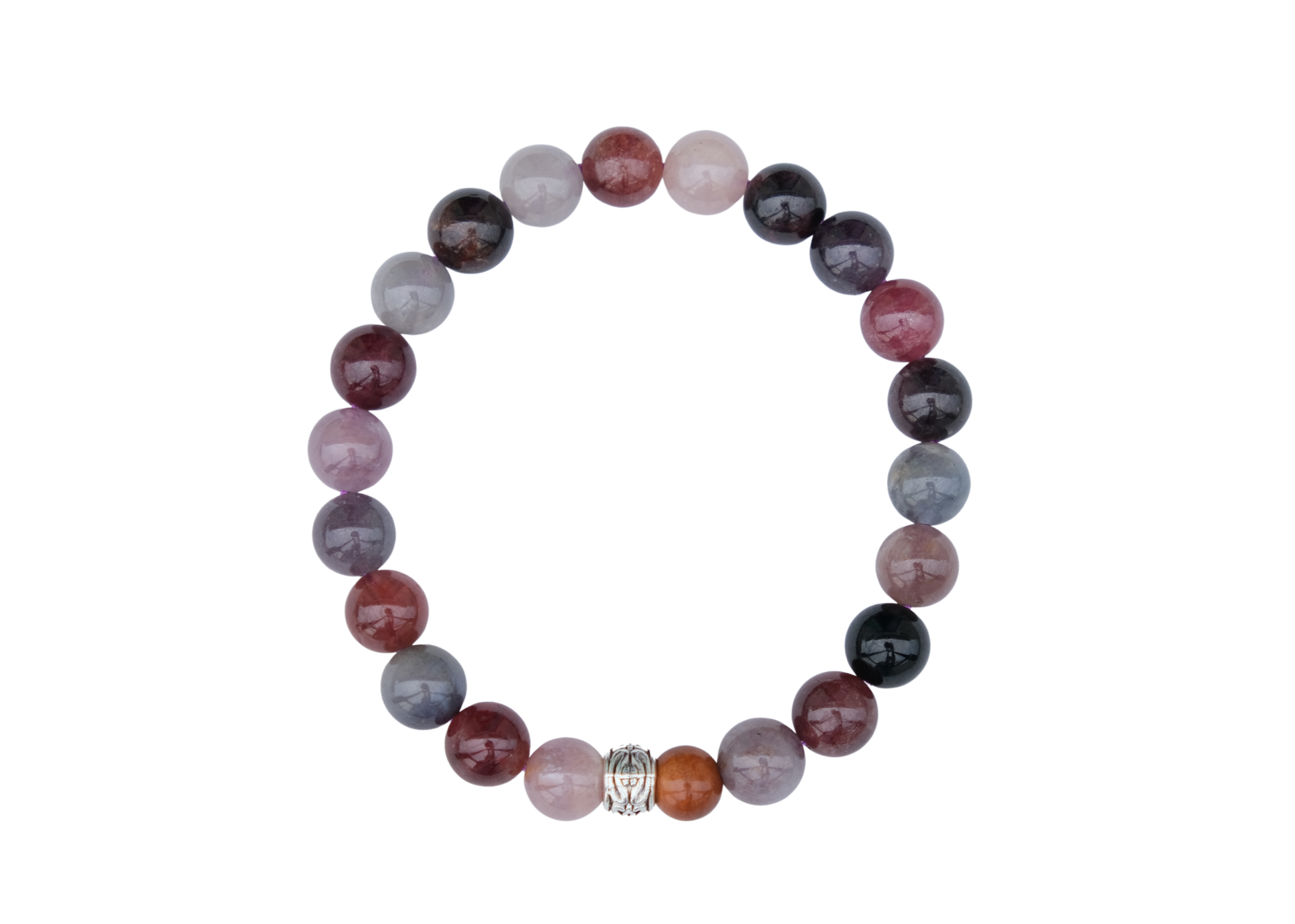 Multicolored beaded bracelet on a white background