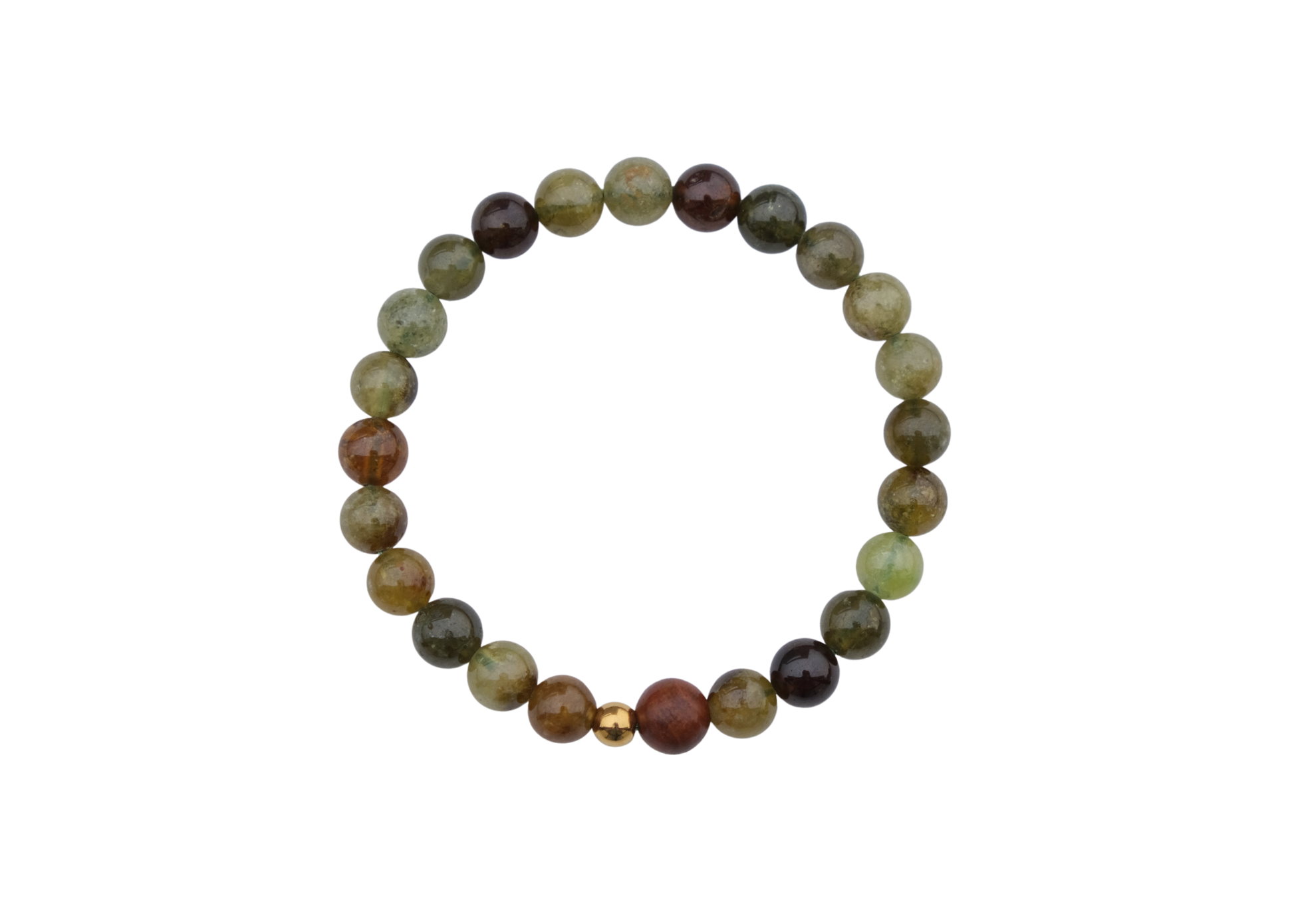 Multicolored beaded bracelet on a white background