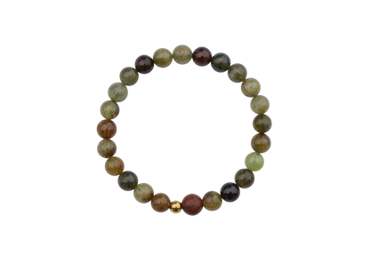 Multicolored beaded bracelet on a white background