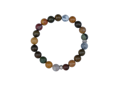 Multicolored beaded bracelet on a white background