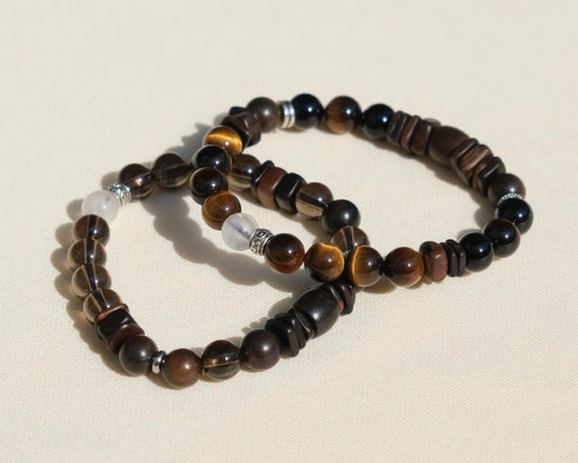 Beaded bracelet on a beige background with 'Lumé Series' text.